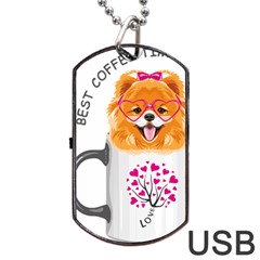 Pomeranian Dog T-shirtcute Pomeranian Dog Peeking Out Of A Mug T-shirt Dog Tag Usb Flash (two Sides) by EnriqueJohnson