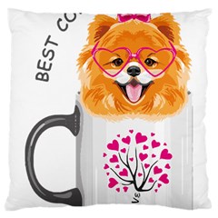 Pomeranian Dog T-shirtcute Pomeranian Dog Peeking Out Of A Mug T-shirt Large Cushion Case (two Sides) by EnriqueJohnson