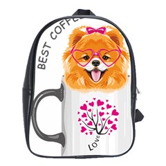 Pomeranian Dog T-shirtcute Pomeranian Dog Peeking Out Of A Mug T-shirt School Bag (xl) by EnriqueJohnson