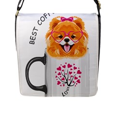 Pomeranian Dog T-shirtcute Pomeranian Dog Peeking Out Of A Mug T-shirt Flap Closure Messenger Bag (l) by EnriqueJohnson