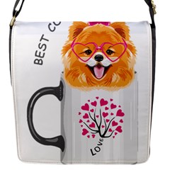 Pomeranian Dog T-shirtcute Pomeranian Dog Peeking Out Of A Mug T-shirt Flap Closure Messenger Bag (s) by EnriqueJohnson