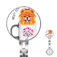 Pomeranian Dog T-shirtcute Pomeranian Dog Peeking Out Of A Mug T-shirt Stainless Steel Nurses Watch by EnriqueJohnson