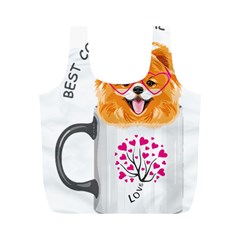 Pomeranian Dog T-shirtcute Pomeranian Dog Peeking Out Of A Mug T-shirt Full Print Recycle Bag (m) by EnriqueJohnson