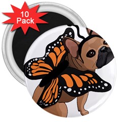 French Bulldog T- Shirt Frenchie Butterfly T- Shirt 3  Magnets (10 Pack)  by ZUXUMI