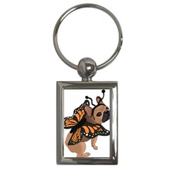 French Bulldog T- Shirt Frenchie Butterfly T- Shirt Key Chain (rectangle) by ZUXUMI