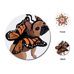 French Bulldog T- Shirt Frenchie Butterfly T- Shirt Playing Cards Single Design (round) by ZUXUMI