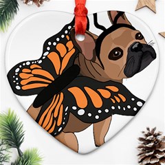 French Bulldog T- Shirt Frenchie Butterfly T- Shirt Heart Ornament (two Sides) by ZUXUMI