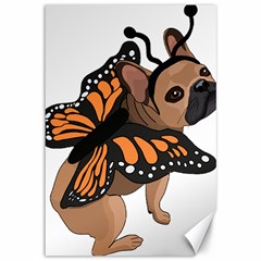 French Bulldog T- Shirt Frenchie Butterfly T- Shirt Canvas 12  X 18  by ZUXUMI