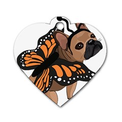 French Bulldog T- Shirt Frenchie Butterfly T- Shirt Dog Tag Heart (one Side) by ZUXUMI