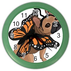 French Bulldog T- Shirt Frenchie Butterfly T- Shirt Color Wall Clock by ZUXUMI