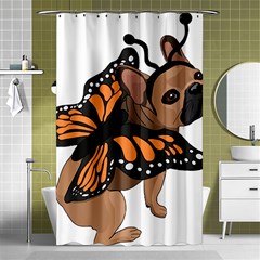 French Bulldog T- Shirt Frenchie Butterfly T- Shirt Shower Curtain 48  X 72  (small)  by ZUXUMI