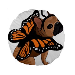 French Bulldog T- Shirt Frenchie Butterfly T- Shirt Standard 15  Premium Round Cushions by ZUXUMI