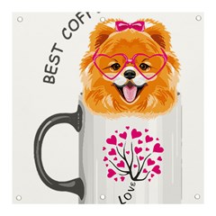 Pomeranian Dog T-shirtcute Pomeranian Dog Peeking Out Of A Mug T-shirt Banner And Sign 3  X 3  by EnriqueJohnson