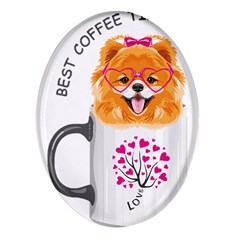 Pomeranian Dog T-shirtcute Pomeranian Dog Peeking Out Of A Mug T-shirt Oval Glass Fridge Magnet (4 Pack) by EnriqueJohnson