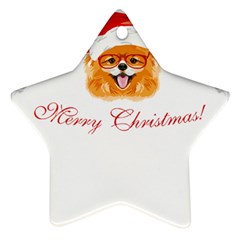 Pomeranian Dog T-shirthappy Pomeranian Dog Wearing Eyeglasses And Santa Hat T-shirt Ornament (star) by EnriqueJohnson