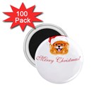 Pomeranian Dog T-shirthappy Pomeranian Dog Wearing Eyeglasses And Santa Hat T-shirt 1.75  Magnets (100 pack)  Front