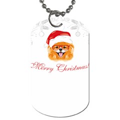 Pomeranian Dog T-shirthappy Pomeranian Dog Wearing Eyeglasses And Santa Hat T-shirt Dog Tag (one Side) by EnriqueJohnson