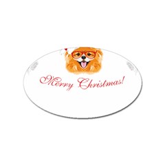 Pomeranian Dog T-shirthappy Pomeranian Dog Wearing Eyeglasses And Santa Hat T-shirt Sticker Oval (100 Pack) by EnriqueJohnson