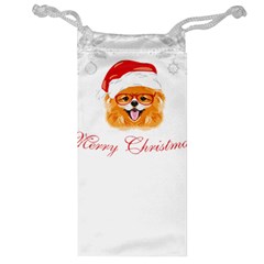 Pomeranian Dog T-shirthappy Pomeranian Dog Wearing Eyeglasses And Santa Hat T-shirt Jewelry Bag by EnriqueJohnson