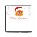 Pomeranian Dog T-shirthappy Pomeranian Dog Wearing Eyeglasses And Santa Hat T-shirt Memory Card Reader (Square 5 Slot) Front