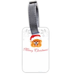 Pomeranian Dog T-shirthappy Pomeranian Dog Wearing Eyeglasses And Santa Hat T-shirt Luggage Tag (one Side) by EnriqueJohnson