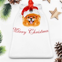 Pomeranian Dog T-shirthappy Pomeranian Dog Wearing Eyeglasses And Santa Hat T-shirt Ornament (bell) by EnriqueJohnson