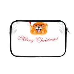 Pomeranian Dog T-shirthappy Pomeranian Dog Wearing Eyeglasses And Santa Hat T-shirt Apple Macbook Pro 13  Zipper Case by EnriqueJohnson