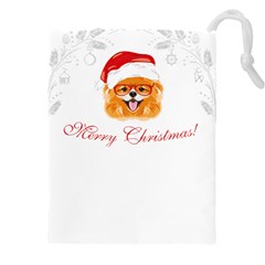 Pomeranian Dog T-shirthappy Pomeranian Dog Wearing Eyeglasses And Santa Hat T-shirt Drawstring Pouch (5xl) by EnriqueJohnson