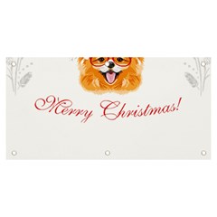 Pomeranian Dog T-shirthappy Pomeranian Dog Wearing Eyeglasses And Santa Hat T-shirt Banner And Sign 6  X 3  by EnriqueJohnson