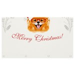 Pomeranian Dog T-shirthappy Pomeranian Dog Wearing Eyeglasses And Santa Hat T-shirt Banner and Sign 7  x 4  Front