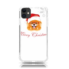 Pomeranian Dog T-shirthappy Pomeranian Dog Wearing Eyeglasses And Santa Hat T-shirt Iphone 11 Tpu Uv Print Case by EnriqueJohnson