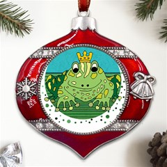 Frog Lovers Gift T- Shirtfrog T- Shirt Metal Snowflake And Bell Red Ornament by ZUXUMI