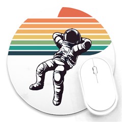 Funny Astronaut In Space T- Shirt Astronaut Relaxing In The Stars T- Shirt Round Mousepad by ZUXUMI