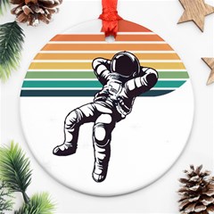 Funny Astronaut In Space T- Shirt Astronaut Relaxing In The Stars T- Shirt Round Ornament (two Sides) by ZUXUMI