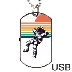 Funny Astronaut In Space T- Shirt Astronaut Relaxing In The Stars T- Shirt Dog Tag Usb Flash (one Side) by ZUXUMI