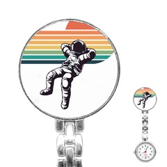 Funny Astronaut In Space T- Shirt Astronaut Relaxing In The Stars T- Shirt Stainless Steel Nurses Watch by ZUXUMI