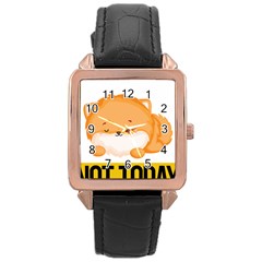 Pomeranian T-shirtnope Not Today Pomeranian 31 T-shirt Rose Gold Leather Watch  by EnriqueJohnson