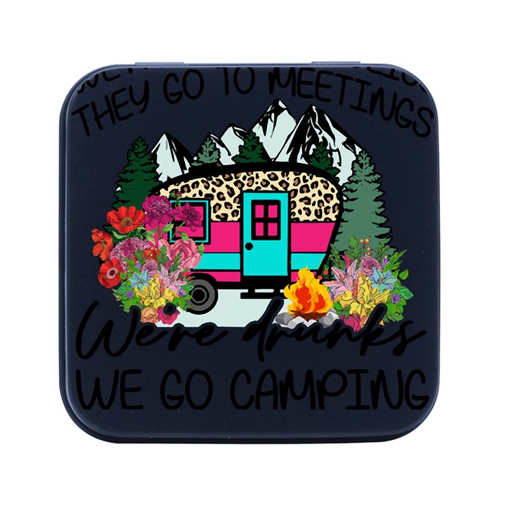 Funny Camping Sayings T- Shirt Funny Camping T- Shirt Square Metal Box (Black)