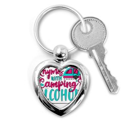 Funny Camping Sayings T- Shirt You Know What Rhymes With Camping  Alcohol T- Shirt Key Chain (heart) by ZUXUMI