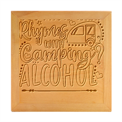 Funny Camping Sayings T- Shirt You Know What Rhymes With Camping  Alcohol T- Shirt Wood Photo Frame Cube by ZUXUMI