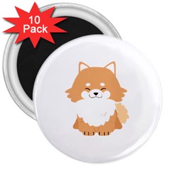 Pomeranian T-shirtwhite Look Calm Pomeranian 13 T-shirt 3  Magnets (10 Pack)  by EnriqueJohnson