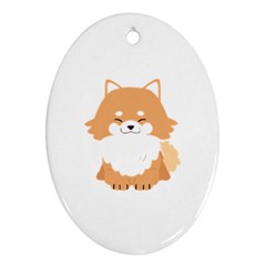 Pomeranian T-shirtwhite Look Calm Pomeranian 13 T-shirt Oval Ornament (two Sides)