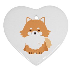 Pomeranian T-shirtwhite Look Calm Pomeranian 13 T-shirt Heart Ornament (two Sides) by EnriqueJohnson