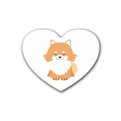 Pomeranian T-shirtwhite Look Calm Pomeranian 13 T-shirt Rubber Coaster (heart) by EnriqueJohnson