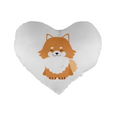 Pomeranian T-shirtwhite Look Calm Pomeranian 13 T-shirt Standard 16  Premium Flano Heart Shape Cushions by EnriqueJohnson