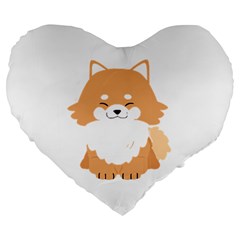 Pomeranian T-shirtwhite Look Calm Pomeranian 13 T-shirt Large 19  Premium Flano Heart Shape Cushions by EnriqueJohnson