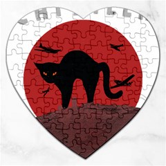 Funny Catzilla Petzilla Lovers T- Shirt Catzilla Funny Cat Shirt Humorous Cat T- Shirt Jigsaw Puzzle (heart) by ZUXUMI