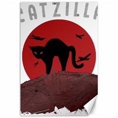 Funny Catzilla Petzilla Lovers T- Shirt Catzilla Funny Cat Shirt Humorous Cat T- Shirt Canvas 12  X 18  by ZUXUMI