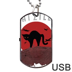 Funny Catzilla Petzilla Lovers T- Shirt Catzilla Funny Cat Shirt Humorous Cat T- Shirt Dog Tag Usb Flash (two Sides) by ZUXUMI