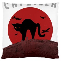 Funny Catzilla Petzilla Lovers T- Shirt Catzilla Funny Cat Shirt Humorous Cat T- Shirt Large Premium Plush Fleece Cushion Case (one Side) by ZUXUMI